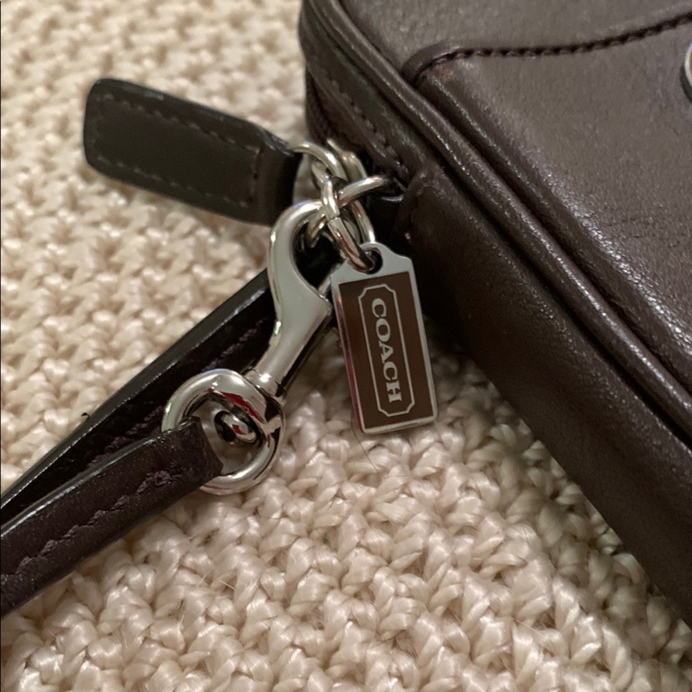 Coach Dark Brown Leather Wristlet Pouch - Picture 7 of 8